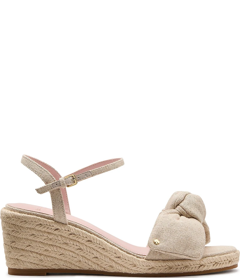 kate spade new york Leandra Bow Detail Textile Knot Detail Espadrille Wedge Sandals