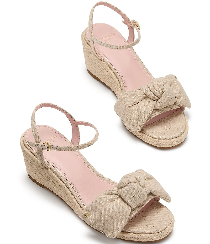 kate spade new york Leandra Bow Detail Textile Knot Detail Espadrille Wedge Sandals