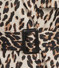 kate spade new york Leopard Print Collar Neck Long Sleeve Belted Water Resistant Hidden Snap Trench Coat