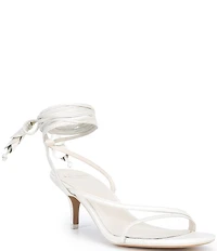 kate spade new york Lily Leather Flowers Wraparound Ankle Tie Kitten Heel Dress Sandals