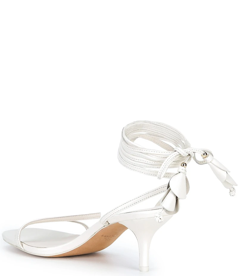 kate spade new york Lily Leather Flowers Wraparound Ankle Tie Kitten Heel Dress Sandals