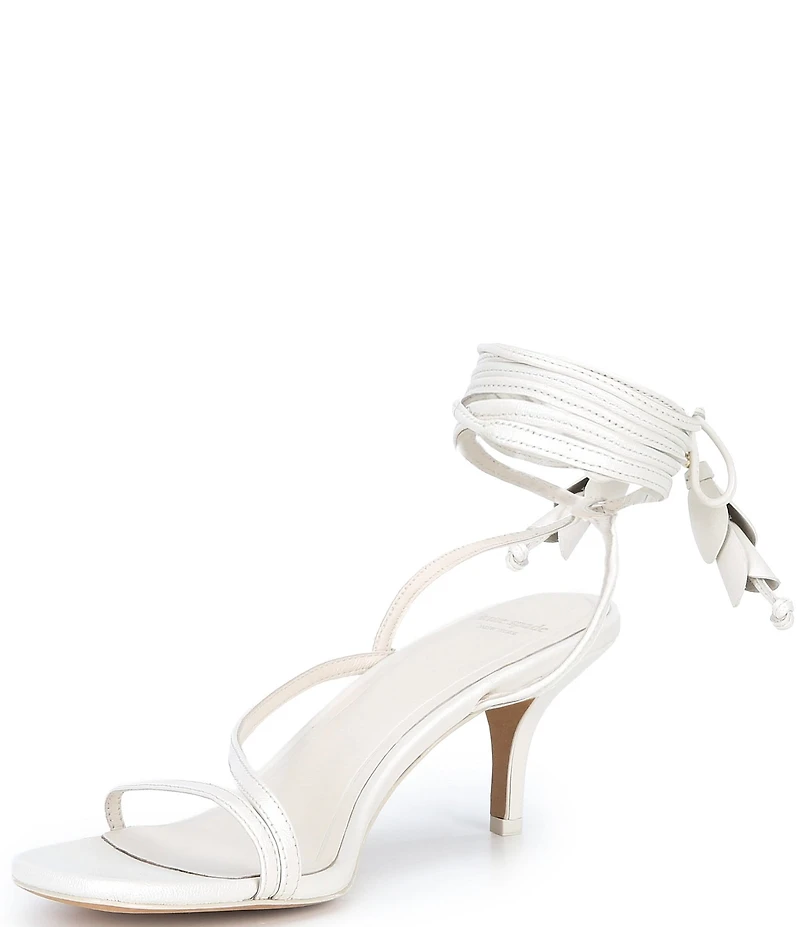 kate spade new york Lily Leather Flowers Wraparound Ankle Tie Kitten Heel Dress Sandals