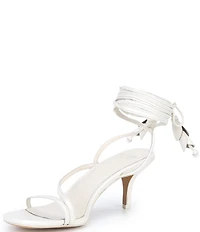 kate spade new york Lily Leather Flowers Wraparound Ankle Tie Kitten Heel Dress Sandals