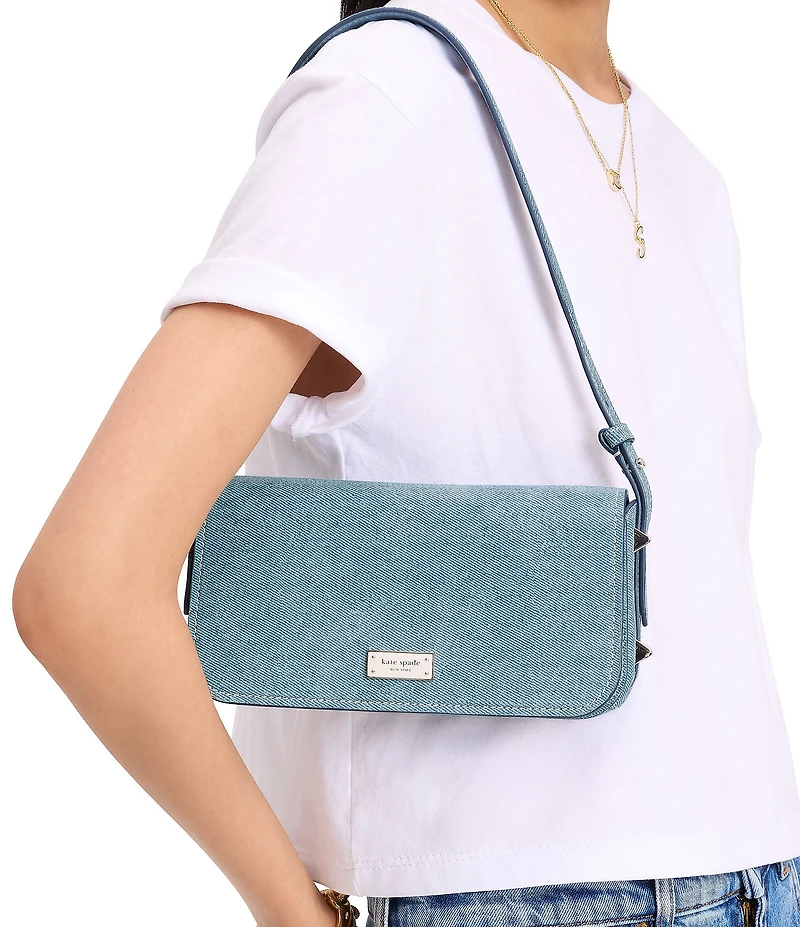 kate spade new york Liv Denim Suede Small East-West Shoulder Bag