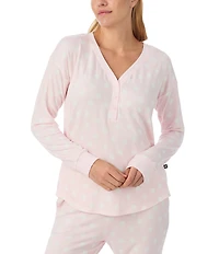 kate spade new york Long Sleeve V-Neck Henley Sweater Knit Jogger Spray Dots Pajama Set