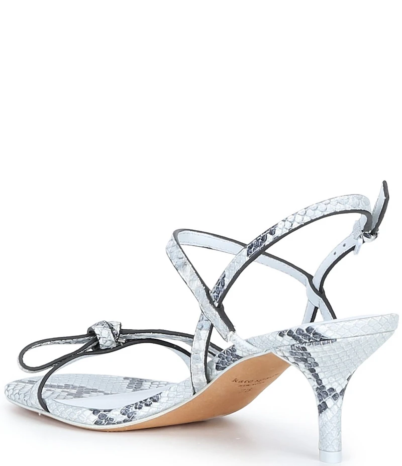 kate spade new york Loop Snake Print Leather Bow Slingback Dress Sandals