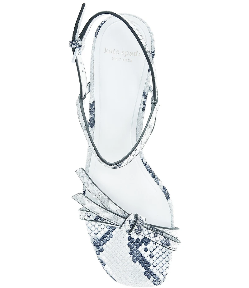 kate spade new york Loop Snake Print Leather Bow Slingback Dress Sandals