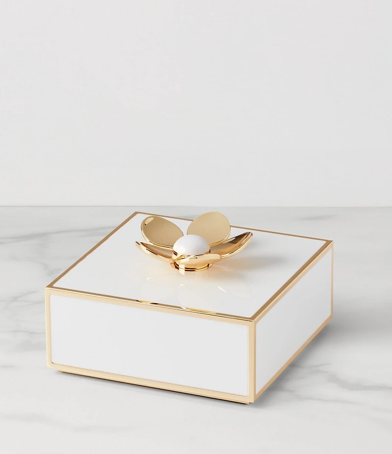 kate spade new york Make It Pop Floral White & Gold Covered Keepsake Box