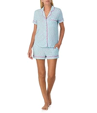 kate spade new york Mini Hearts Valentine's Day Print Short Sleeve Notch Collar Knit Shorty Pajama Set