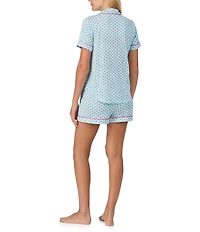kate spade new york Mini Hearts Valentine's Day Print Short Sleeve Notch Collar Knit Shorty Pajama Set