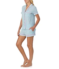 kate spade new york Mini Hearts Valentine's Day Print Short Sleeve Notch Collar Knit Shorty Pajama Set