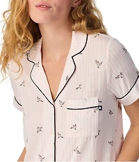 kate spade new york Morning Doves Print Short Sleeve Notch Collar Jersey Knit Cropped Pajama Set