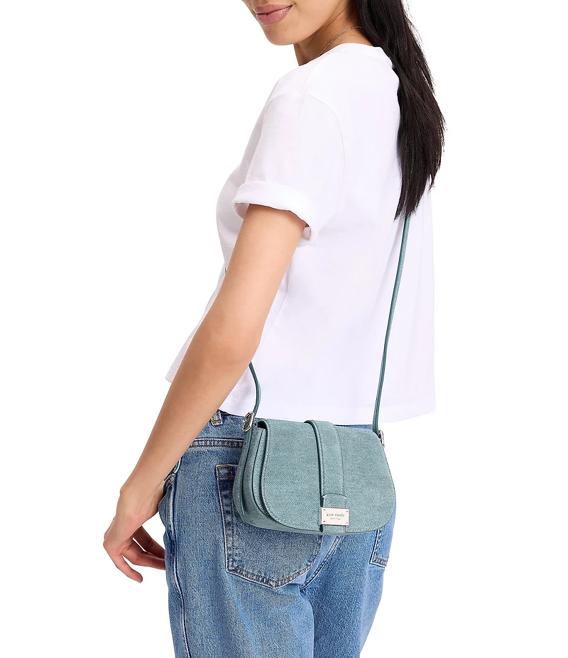 kate spade new york Nouveau Denim Suede Mini Saddle Crossbody Bag