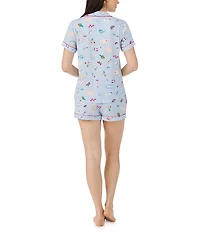 kate spade new york Park Picnic Print Short Sleeve Notch Collar Knit Shorty Pajama Set