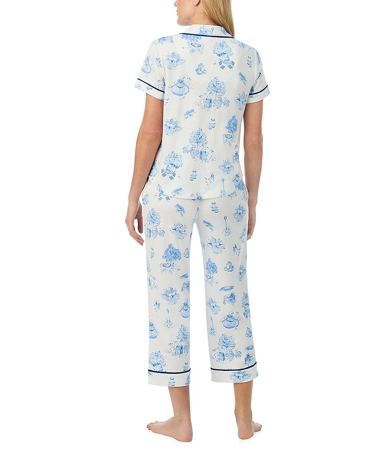 kate spade new york Park Polie Print Short Sleeve Notch Collar Cropped Pajama Set