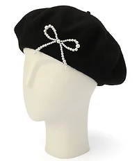 kate spade new york Pearl Bow Felt Knit Beret Hat