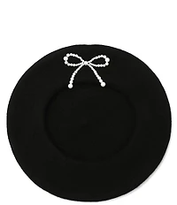 kate spade new york Pearl Bow Felt Knit Beret Hat