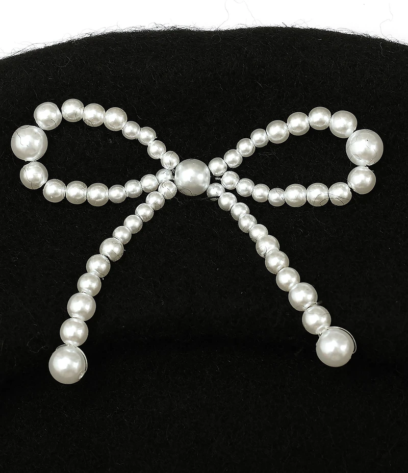 kate spade new york Pearl Bow Felt Knit Beret Hat