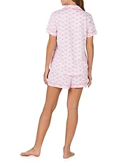 kate spade new york Pearl Shells Print Short Sleeve Notch Collar Brushed Jersey Knit Shorty Pajama Set