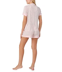 kate spade new york Pearl Strand Print Short Sleeve Notch Collar Jersey Knit Shorty Bridal Pajama Set