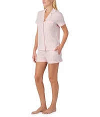 kate spade new york Pearl Strand Print Short Sleeve Notch Collar Jersey Knit Shorty Bridal Pajama Set