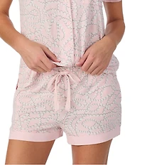 kate spade new york Pearl Strand Print Short Sleeve Notch Collar Jersey Knit Shorty Bridal Pajama Set