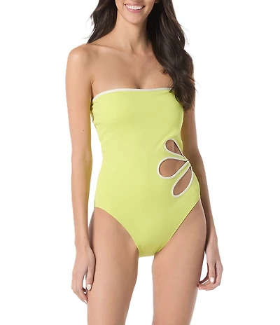 kate spade new york Petal Cut-Out Bandeau One Piece Swimsuit