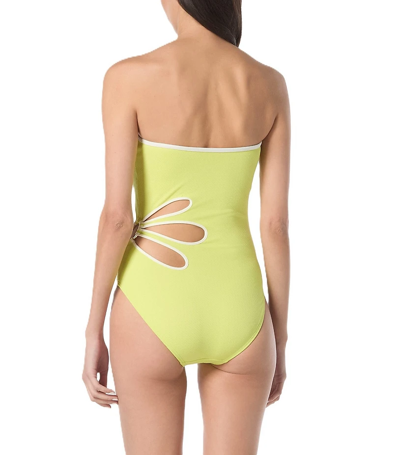 kate spade new york Petal Cut-Out Bandeau One Piece Swimsuit