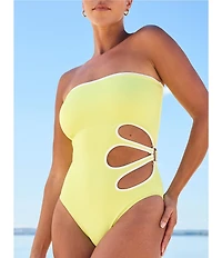 kate spade new york Petal Cut-Out Bandeau One Piece Swimsuit