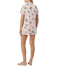 kate spade new york Pink Bouquet Print Short Sleeve Notch Collar Knit Shorty Pajama Set