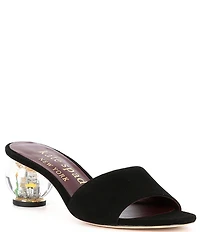 kate spade new york Polished Suede Clear Ball Heel Slide Sandals