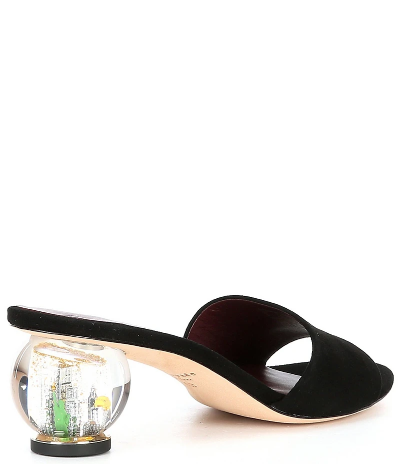 kate spade new york Polished Suede Clear Ball Heel Slide Sandals