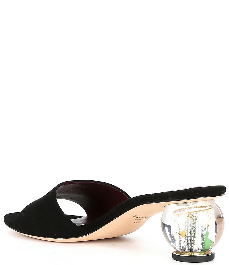 kate spade new york Polished Suede Clear Ball Heel Slide Sandals
