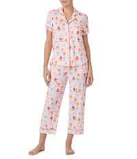 kate spade new york Poodle Print Short Sleeve Notch Collar Knit Cropped Pajama Set