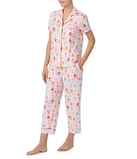 kate spade new york Poodle Print Short Sleeve Notch Collar Knit Cropped Pajama Set