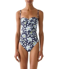 kate spade new york Pretty Paisley Underwire Shirred Bandeau One Piece Swimsuit
