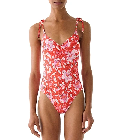 kate spade new york Pretty Paisley V-Neck One Piece Swimsuit