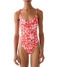 kate spade new york Pretty Paisley V-Neck One Piece Swimsuit