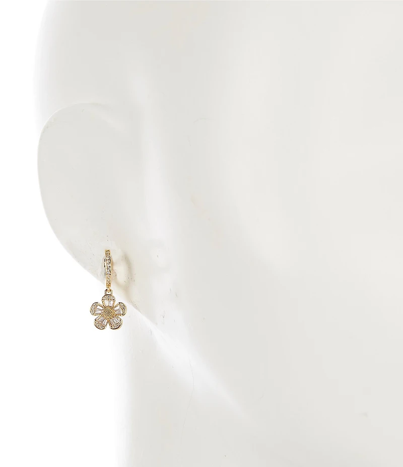 kate spade new york Crystal Rhinestone Fleurette Huggie Hoop Drop Earrings
