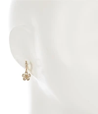 kate spade new york Crystal Rhinestone Fleurette Huggie Hoop Drop Earrings