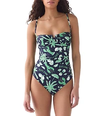 kate spade new york Ruched Underwire Bandeau One Piece Swimsuit