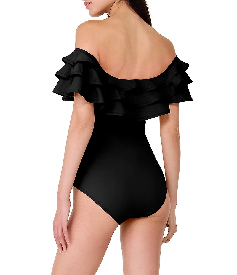 kate spade new york Ruffle Off-The-Shoulder One Piece Swimsuit