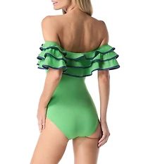 kate spade new york Ruffle Off-The-Shoulder One Piece Swimsuit