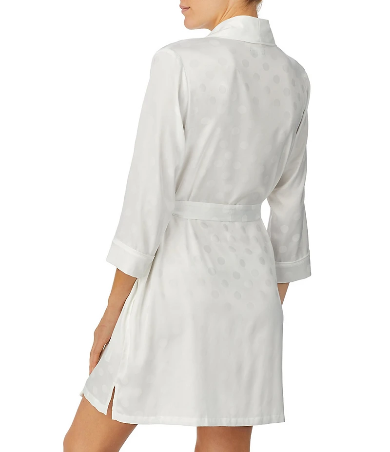 kate spade new york Satin Jacquard Dot 3/4 Sleeve Mrs. Short Bridal Wrap Robe