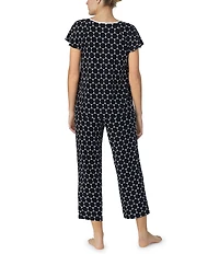 kate spade new york Short Sleeve Dot Print Jersey Knit Cropped Pajama Set