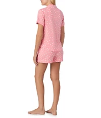 kate spade new york Short Sleeve Notch Collar Jersey Knit Dotted Print Shorty Pajama Set