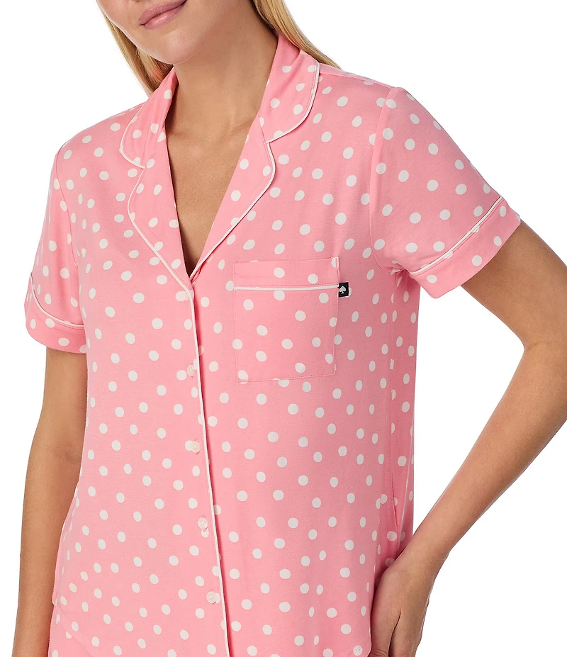 kate spade new york Short Sleeve Notch Collar Jersey Knit Dotted Print Shorty Pajama Set