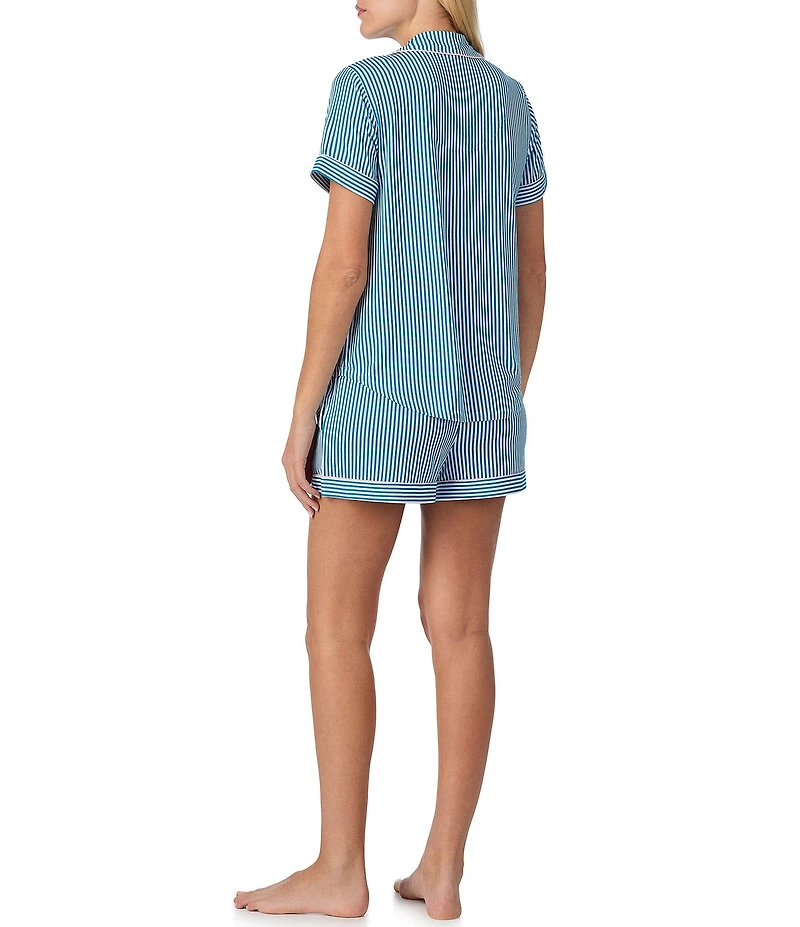 kate spade new york Short Sleeve Notch Collar Jersey Knit Striped Shorty Pajama Set