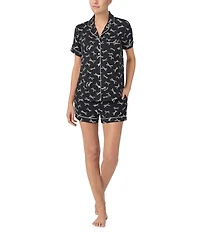 kate spade new york Short Sleeve Notch Collar Knit Bold Bows Print Bridal Shorty Pajama Set