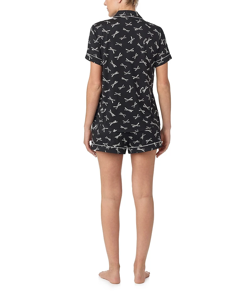 kate spade new york Short Sleeve Notch Collar Knit Bold Bows Print Bridal Shorty Pajama Set